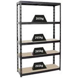 Proregal Schwerlastregal Giant Tiger HxBxT 200 x 120 x 40 cm Fachlast 265 kg 5-Ebenen Schwarz