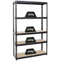 Proregal Schwerlastregal Giant Tiger HxBxT 200 x 120 x 40 cm Fachlast 265 kg 5-Ebenen Schwarz