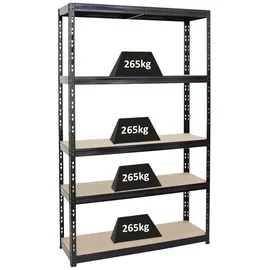Proregal Schwerlastregal Giant Tiger HxBxT 200 x 120 x 40 cm Fachlast 265 kg 5-Ebenen Schwarz