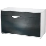 Vladon Schuhschrank, Schwarz Hochglanz, 85x50x33 cm, Garderobe, Schuhaufbewahrung, Schuhschränke