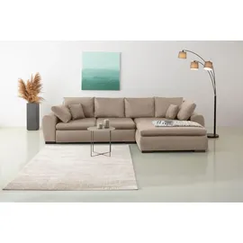 Home Affaire Ecksofa Cara Mia 325x87x183 cm Luxus-Microfaser Vintageoptik Recamiere beidseitig ohne Bettfunktion braun (mittelbraun), (40217917-0)
