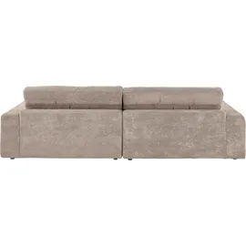 Candy Ecksofa 3C CANDY "Stripes Mega-Sofa, bequem und komfortabel, L-Form", grau (taupe), B:296cm H:83cm T:205cm, 88% Polyester, 12% Polyacryl, Sofas, Ecksofa, Lose Rückenkissen, mit feiner Quersteppung, Cord-Bezug