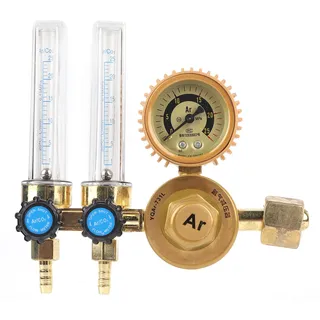 Fafeicy Druckregler Argon CO2 für MIG MAG TIG Schweißgerät, Schutzgas-Druckminderer mit Durchflussmesser und Doppelmanometer, W21,8 Anschluss, 0,25 MPa Ausgangsdruck, Zinklegierung Schweißzubehör