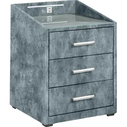 Nachtkonsole ED EXCITING DESIGN "Moon", blau (blau, infinity 12 smoke blau), B:47cm H:61cm T:46cm, Sideboards, mit LED-Beleuchtung und USB-Anschluss & USB-C-Anschluss