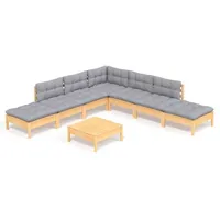 vidaXL Garten-Lounge-Set 8-tlg. grau Kiefernholz