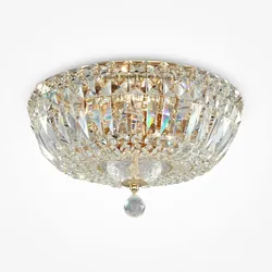 Maytoni Runde Kristall Deckenleuchte Basfor, Gestell in Farbe Gold  für Wohnzimmer, Hotel, Lobby, Restaurants, Theater