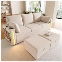 STILVORA Loungesofa Modulares U/L-Form Sofa mit Stauraum Relaxsofa mit LED-Stimmungslicht beige
