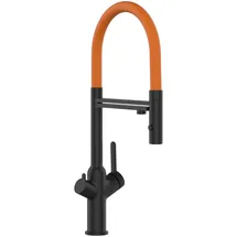 VIZIO 3 Wege Wasserhahn Küchenarmatur Schwarz Matt Orange
