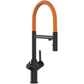 VIZIO 3 Wege Wasserhahn Küchenarmatur Schwarz Matt Orange