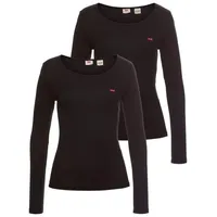 Levi's Damen Long-Sleeve 2-Pack Tee T-Shirt,Mineral Black/Mineral Black,XS