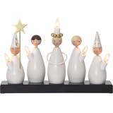 Best Season Weihnachtsdeko Luciakör von Star Trading, Kerzenständer mit 5 Glühbirnen E10 warmweiß, Weihnachtsfigur aus Holz, Kabelschalter, Länge: 33 cm