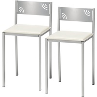 ASTIMESA Zwei Küchenstuhl, Metall Kunstleder, weiß, Altura de asiento: 45 cms