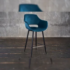 KAWOLA Barhocker ZAJA Barstuhl Sitzhöhe 76 cm Velvet petrol