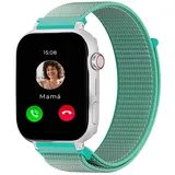 SaveFamily 40 mm BT Kunststoffgehäuse Weiß Textilarmband Mintgrün One Size