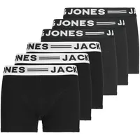 JACK&JONES Jungen Boxershorts, 6er Pack - SENSE TRUNKS, Baumwoll-Stretch, Logobund Schwarz/Schwarz/Weiß 176