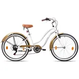 Chrisson Aloha Beachcruiser 26 Zoll Damen Herren 155 - 170 cm Fahrrad 6 Gang weiß/gold 41 cm