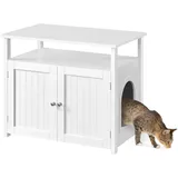 Yaheetech Katzenhaus 80 × 51 × 66 cm Katzenschrank für Katzentoilette, Katzenklo Schrank, XXL Katzenhaus Katzen-Möbel mit Türen, Haustierbox mit 4 Eisenfüßen