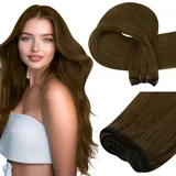Easyouth Tressen Echthaar Extensions Dunkelbraun Tressen Echthaar Naturlich Tressen Extensions Remy Braun Echthaar Glatt 35 cm 70g #4