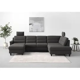 sit&more Wohnlandschaft SIT & MORE "Farö U-Form", grau (fango), B:325cm H:90cm T:187cm, Sofas, Wohnlandschaft, inklusive Federkern, wahlweise mit Bettfunktion und Bettkasten