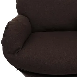 Mendler Relaxsessel HWC-L12 Stoff/Textil 75 x 90 x 90 cm Braun mit Hocker
