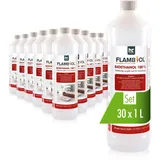 Höfer Chemie Flambiol Bioethanol Hochrein 100% in Flaschen für Edelstahl-Tisch-Kamine 30 x 1l