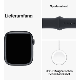 Apple Watch Series 9 GPS 45 mm Aluminiumgehäuse mitternacht, Sportarmband mitternacht S/M