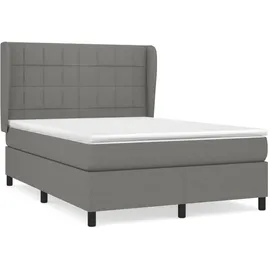 vidaXL Boxspringbett mit Matratze Dunkelgrau 140x200 cm Stoff