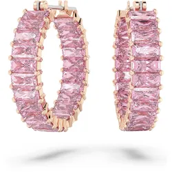 Paar Creolen SWAROVSKI "Matrix", rosa (roségoldfarben, pink, pink), Ohrringe, Damen, Metall, mit Swarovski Kristall