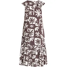 Cartoon Druckkleid Midi Braun/Weiß 40