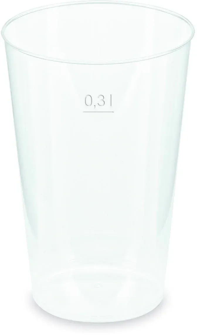 Mehrwegbecher Pfandbecher transparent PP Eichstrich 0,3 l O 7,9 cm,  25 Stk.
