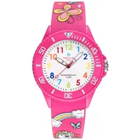 Alienwork Einhorn Lernuhr Kinderuhr Mädchen Uhrzeit Lernen Rosa Silikon-Armband Mehrfarbig Kinder-Uhr Wasserdicht 5 ATM Zeit Lernen