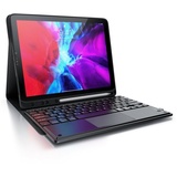 Aplic Bluetooth Tastatur kompatibel mit Tablet iPad Pro 12,9 Zoll - Gen 3 + 4 – 280 mAh Akku - inkl. Case - Tablet Keyboard kompatibel mit Apple