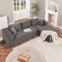 COMHOMASofa Big-Sofa, L-förmige Sofa, Couch Ecksofa, Chaiselongue Schlafsofa mit tiefer Sitzfläche und breiten Armlehnen, Cordstoff dunkelgrau-L - Grau