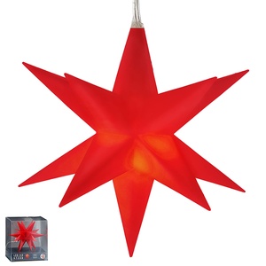 Leuchtstern 3D rot 12 Zacken zum Aufhängen | Ø11cm Timerfunktion 3m Zuleitung | Weihnachtsstern Weihnachtsbleuchtung (1 x LED Stern rot)
