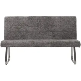 Mendler Esszimmer-Set HWC-G55, 4er-Set Stuhl + Sitzbank 160cm, Edelstahl gebürstet Stoff/Textil Chenille ~ dunkelgrau