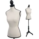 MCW Schneiderpuppe T221, Schaufensterpuppe Torso weiblich, Schaumstoff ~ creme, schwarze Naht
