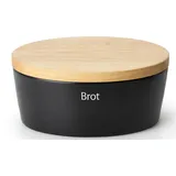 Continenta Brottopf mit Holzdeckel oval 30 cm matt schwarz