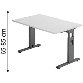 Hammerbacher OS 12 höhenverstellbarer Schreibtisch lichtgrau rechteckig, C-Fuß-Gestell grau 120,0 x 80,0 cm