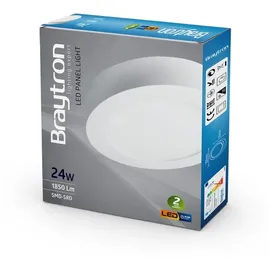 Braytron 24W LED Deckenleuchte Kaltweiß 1850 Lumen Ø300 mm Aufputz Lampe Eckig Decke Beleuchtung inkl. Trafo