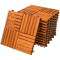 Casaria Holzfliesen FSC®-zertifiziertes Akazienholz 1m2 Fliese Akazie Quattro 30x30cm Klicksystem zuschneidbar Terrasse