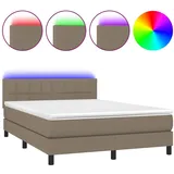 vidaXL Boxspringbett mit Matratze & LED Taupe 140x200 cm Stoff