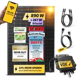 Solakon® 900W Balkonkraftwerk - Balkonkraftwerk 800W komplett Steckdose - neuester 800 Watt Wechselrichter - Solaranlage Komplettset - 450W bifaziale Solarmodule inkl. Zubehör - 10m Kabel