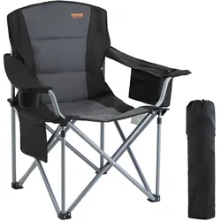 VEVOR Faltstuhl Klappstuhl mit Getränkehaltern & Armlehnen 158 kg Belastbar, Anglersessel Faltbar Anglerstuhl Faltstuhl Schwarz, inkl. Tragtasche Camping Stuhl Outdoor Regiestuhl  Tragbar