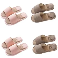 Teceyfeet Gästepantoffeln set, 4er Gästehausschuhe Set Waschbar Unisex Leinen Memory Foam Pantoffeln Winter Hausschuhe Gäste Rutschfest Hausschlappen - 38/45 EU