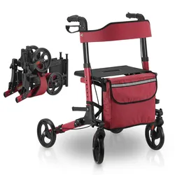 Aluminium Rollator Vital mit Sitz - Rot