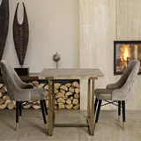 Esstisch Kazimir, Küchenregal, Esszimmertisch, Festes rechteckiges Regal, Gold und Braun, 80x80 h76 cm - Gold/Braun