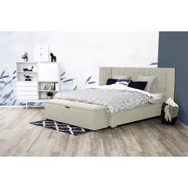 Home Affaire Boxspringbett HOME AFFAIRE "Piazza", beige, B:201cm L:230cm, Strukturstoff-Bezug (100% Polyester);Samtvelours (100% Polyester), Komplettbetten, Boxspringbett, mit Steppung und Kopfteil mit seitlichen Flügeln