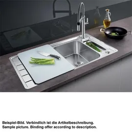 Blanco Axis III 5 S-IF Edelstahl Seidenglanz + Excenterbetätigung + InFino + Glasschneidbrett