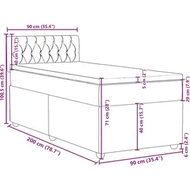 vidaXL Boxspringbett 90 x 200 cm Dunkelbraun