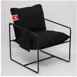 Albatros Designer Vintage Sessel Breston, hochwertiger Stoff Bezug in Schwarz, Relaxsessel Loungesessel für Wohnzimmer, Schlafzimmer oder als Fernsehsessel